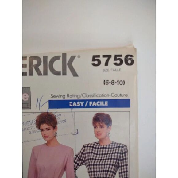 Butterick  Pattern 5756 - Misses' Dresses Extended shoulders …Uncut 1987 - Picture 2 of 8